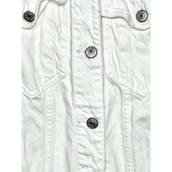 Abercrombie & Fitch Oversized White Denim Cotton Jean Jacket Coat Womens XXS 2XS - Picture 5 of 7